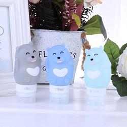 CHICTRY Silicone Travel Bottles Sets Cute Cartoon Design Squeezable Refillable Cosmetic Toiletry Containers Cream Jars Travel Bottles with Label for Shampoo Conditioner Lotion 2.6 OZ One Size