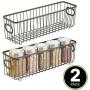 mDesign Metall Farmhouse Küchenspeicher Lebensmittel Organizer Körbe Behälter – Drahtgitter Design – Für Schränke, Regale, Arbeitsflächen – Für Kartoffeln, Zwiebeln, Obst – Lang, 2er Set – Bronze
