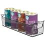 mDesign Slim Plastic Kitchen Pantry Cabinet, Refrigerator or Freezer Food Storage Bin with Handles - Organizer for Fruit, Yogurt, Snacks, Pasta - BPA Free, 14" Long, 2 Pack - Smoke Gray