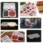 80 Pack Slime Storage Containers with Lid Clear Transparent Plastic Disposable Sauce Cups 5-Ounce Doble Grid Takeaway Food Storage Containers for Tomato Sauce Salad Chutney Boxes