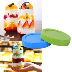 Moligh doll 8Pcs Various Color Wide Mouth Mason Jar Seal Lids Storage Caps Fermenting Covers Leakproof Replacement Lids with Silicone Seal for 86Mm Jar