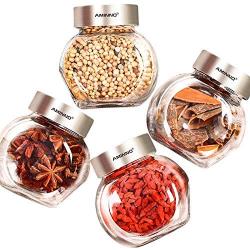 Glass Food Storage Containers with Lids Set of 4 Mini Kitchen Canisters Airtight Honey Pot