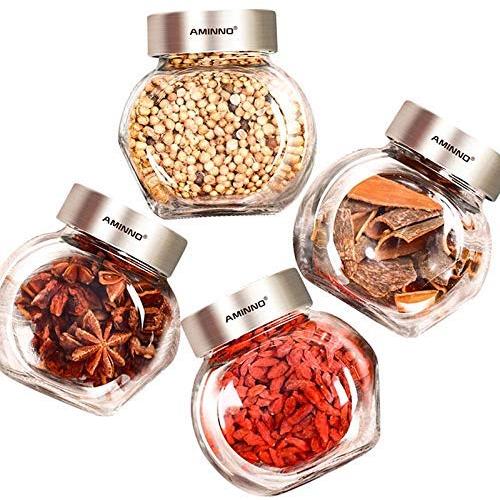 Glass Food Storage Containers with Lids Set of 4 Mini Kitchen Canisters Airtight Honey Pot