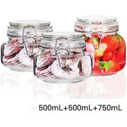 XSWZAQ Glass bottle 3 piece set glass sealed jar bubble passion fruit lemon honey bottle jam jar enzyme bottle storage tank