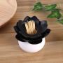 Cabilock Lotus Cotton Swab Holder,Small Q-tips Toothpicks Storage Organizer Cotton Holder Case Box Storage Organizer Jar with Clear Lid Dustproof Cover - 2 PACK Black+White