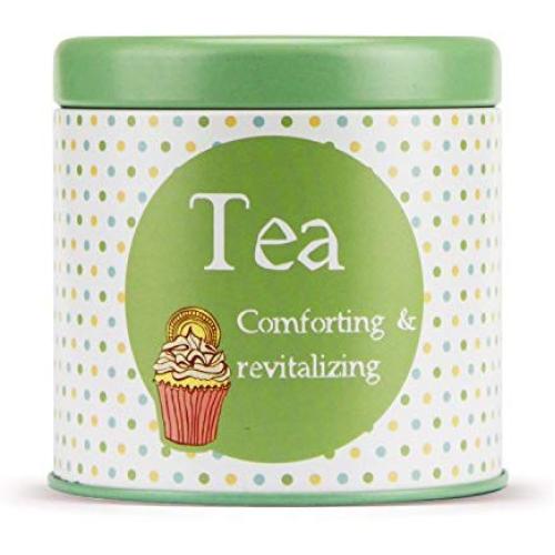 Nicoles Workshop Colorful Dot Mini Storage Metal Jar,Covered,&quotTea",Green