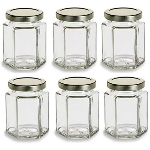 Nakpunar 6 pcs, 6 oz Hexagon Glass Jars for Jam, Honey, Wedding Favors, Shower Favors, Baby Foods, DIY Magnetic Spice Jars Nakpunar 6 pcs, 6 oz Hexagon Glass Jars for Jam, Honey, Wedding Favors, Shower Favors, Baby Foods, DIY Magnetic Spice Jars