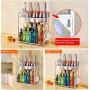 Kitchen Stainless Steel Rack,2-Tier Standing Rack Kitchen Bathroom Countertop Storage Organizer Spice Jars Bottle Shelf Holder Rack Wall-mounted Punch-free Seasoning Shelf Tool Holder with 4 Hooks