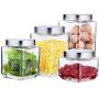 HIZLJJ Canister Set of 4,Glass Kitchen Canisters with Airtight Lid, Glass Storage Jars for Kitchen, Bathroom and Pantry Organization Ideal for Flour, Sugar, Coffee, Candy, Snack and More