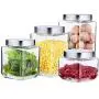 Ensemble de 4 bocaux en verre HIZLJJ, avec couvercle étanche, bocaux en verre pour l'organisation de cuisine, salle de bain et garde-manger, idéal pour farine, sucre, café, bonbons, collations et plus encore.