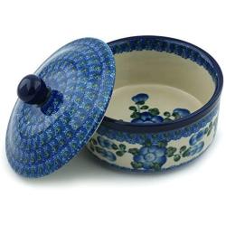 Polish Pottery Jar with Lid 5-inch Blue Poppies