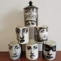 Edle Mädchen Kerzenhalter Classic Fornasetti mit schwarzer Kappe Keramik Aufbewahrungsdose Kunst Kerzenhalter Retro Handgefertigt Aufbewahrungsgläser Heimdekor, Gold Tablett