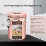 Airtight Coffee Container, Stainless Steel Coffee Canister with Date Tracker, CO2-Release Valve and Measuring Scoop - Fresher Beans and Grounds Coffee, Tea, Flour, Cereal, Sugar, Large 22 oz/Rose Gold