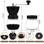 Manual Coffee Grinder with Ceramic Burrs,Portable Hand Adjustable Coffee Mill with Two Glass Jars,Silicone Dust-Proof Cover for Beans, Stainless Steel Crank, Cleaning Brush,Glass Storage Jars&Spoon