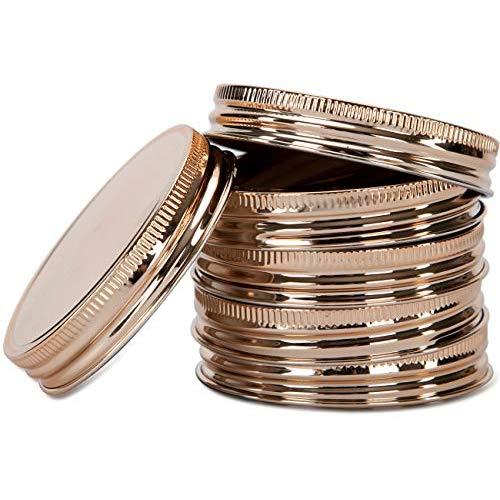 Mason Jar Lids Regular Mouth for Ball and More- Copper Coated Storage Caps for Mason Jars, 6 PCS