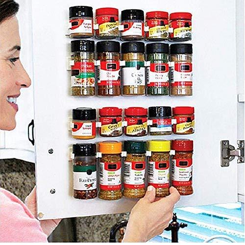 4PCS/Set Gripper Strip Clips Extra Support Spice Rack Dispenser Cabinet Kitchen Holder Storage, 4 Strips Holds 20 Spice Jars, Spice Racks Strips Cabinet Door, Easily Seasoning Carrier Bottle Holder