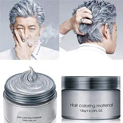 Hair Color Wax Silver Gray Hair Wax 4.23 oz Temporary Hair Dye Natural Hairstyle Pomade Cream Unisex Wax for Men and Women(Grey)