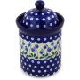 Polish Pottery 7?-inch Jar with Lid made by Ceramika Artystyczna (Bleeding Heart Peacock Theme) + Certificate of Authenticity
