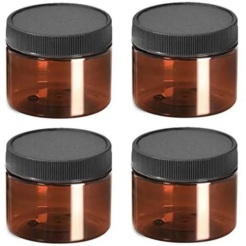 4 Sets Bernstein Glas (375 ml) mit Schwarzkappen: Hergestellt in den USA