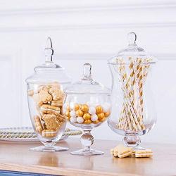 SWEETGO Transparent glass jar candy jar large food storage tank Canister Storage bottle wedding table decoration 3pcs/Set