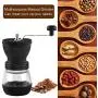 Bochionyu Manuelle Kaffeemühlen, Tragbare Handmühle mit verstellbaren Keramikmahlwerken, Reinigungsschwamm, Glasbehälter, Silikon-Nichtrutschmatten, Silikon-Dichtung zur Staubabdichtung, leicht zu reinigen (Schwarz)