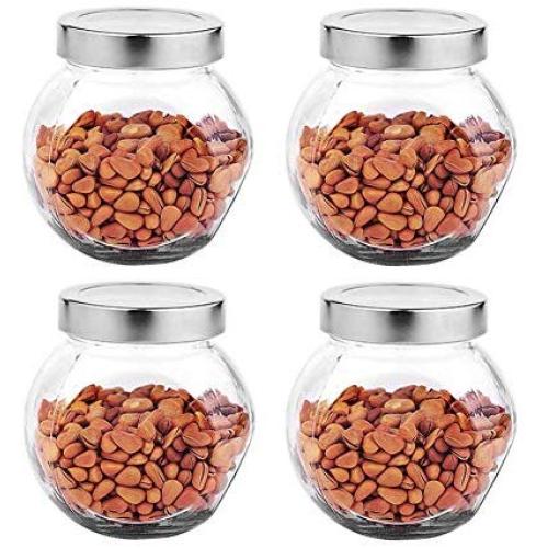 Kitchen Food Storage Jar Airtight Food Storage Storage Jar PACK OF 4 Transparent Glass Storage Container Tea/season Sealed Can(450ml)