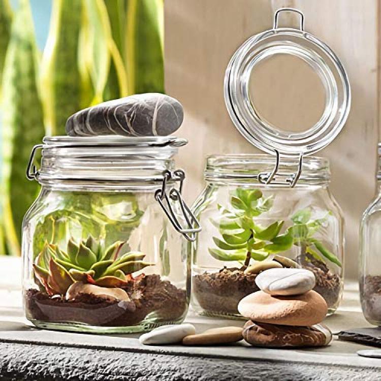 34oz Glass Jars with Airtight Lids, Wide with Leak Proof Rubber