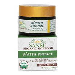 SanRe Organic Skinfood - Siesta Sunset - 100% USDA Organic Beneficial Avocado & Praised Sea-Buckthorn Cream For Dry to Mature Skin