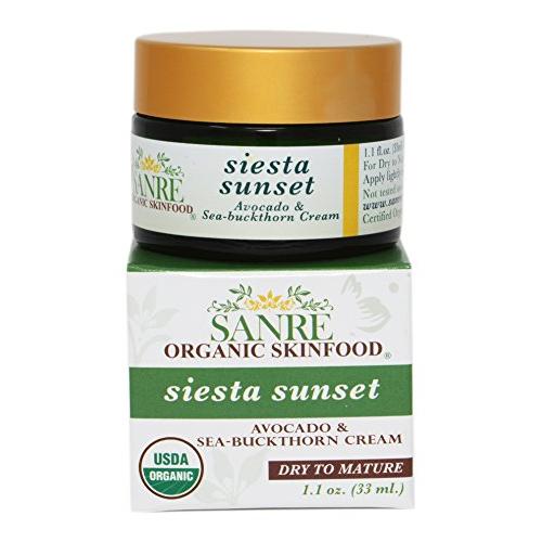 SanRe Organic Skinfood - Siesta Sunset - 100% USDA Organic Beneficial Avocado & Praised Sea-Buckthorn Cream For Dry to Mature Skin