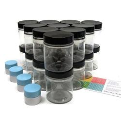 Clear 4 Ounce PET Round Plastic Jars with Black Lids, and 4 Mini Jar, 20 Pack (C4BM20)