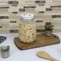 Home Basics GC45326 Proo 50 oz Canister mit Marmorbedrucktem Keramikdeckel (Gold) Luftdichter, Undurchlässiger, Weite-Mund Französischer Glasbehälter mit Runder, Medium, Klar