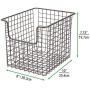 mDesign Household Metal Kitchen Pantry Food Storage Organizer Basket Bin - Farmhouse Grid Design or Cabinets, Cupboards, Shelves - Holds Potatoes, Onions, Fruit - 8" Wide, 8 Pack - Bronze