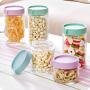 1pcs Kitchen glass sealed jars with lid cereals snacks storage tank milk powder candy cookie container storage bottle WF815415,250ML-blue