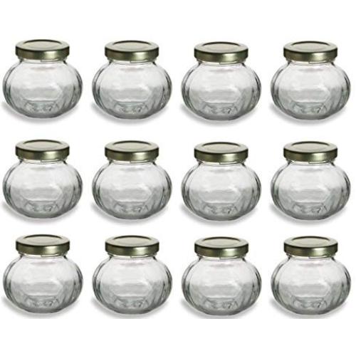 12 pcs, 4 oz Round Glass Jars for Jam, Honey, Wedding Favors, Shower Favors, Baby Foods, Canning, spices