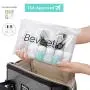 Bouteilles de voyage Beveetio 15 pièces, contenants réutilisables en silicone 2,9 oz, sans BPA, pour cosmétiques, shampooing, crème, après-shampoing, savon (noir et blanc)