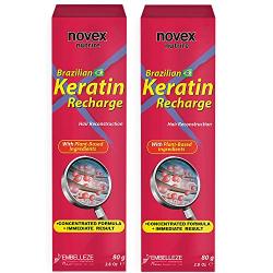 Novex Keratin Recharge Leave In Conditioner 2 pack/2.8oz Replenish Keratin Protein Instantly - Keratin Treatment Booster Deeply Conditions, Control Volume, Eliminate Frizz & Detangles