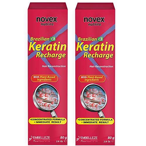 Novex Keratin Recharge Leave In Conditioner 2 pack/2.8oz Replenish Keratin Protein Instantly - Keratin Treatment Booster Deeply Conditions, Control Volume, Eliminate Frizz & Detangles