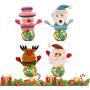 Toyvian 4PCS Christmas Candy Jar Round Santa Snowman Bear Deer Candy Storage Can Xmas Sugar Jars for Holiday