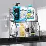 Kitchen Spice Racks, Gunel 2-Tier Standing Bathroom Shelf Kitchen Countertop Storage Organizer Jars Bottle Seasoning Rack Shelf Holder (Black) Kitchen Spice Racks, Gunel 2-Tier Standing Bathroom Shelf Kitchen Countertop Storage Organizer Jars Bottle Seasoning Rack Shelf Holder (Black)