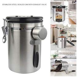 Tenrry Airtight Coffee Canister Stainless Steel Container Coffee Ground Vault Jar with Valve for Kitchen