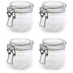 The Grindstone | 200 ml (7 Oz) PET Plastic Kilner Style Jars | Round Clear Acrylic Storage Jars | Airtight Locking Mason Style Canister Lids | Multiple Uses | Heavy Premium Quality | Pack of 4