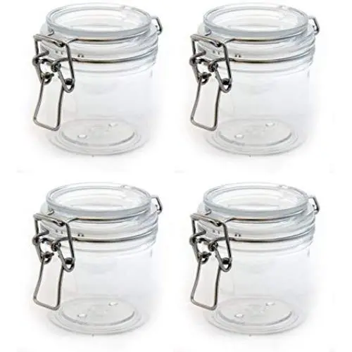 Bouteilles de Rangement Grindstone | 200 ml (7 Oz) Plastique PET Style Kilner | Bouteilles Transparents Rondes en Acrylique | Bouchons d'Étanchéité Style Mason | Multiples Utilisations | Plastique Premium de Qualité | Pack de 4 Bouteilles de Rangement Grindstone | 200 ml (7 Oz) Plastique PET Style Kilner | Bouteilles Transparents Rondes en Acrylique | Bouchons d'Étanchéité Style Mason | Multiples Utilisations | Plastique Premium de Qualité | Pack de 4