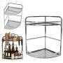 Corner Spice Rack Organizer, Stainless Steel Kitchen Countertop Double Layers Spice Rack Seasoning Jar Storage Shelf