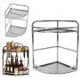 Double Layers Kitchen Spice Rack, Stainless Steel Kitchen Countertop Corner Spice Rack Seasoning Jar Storage Organizer Shelf for Jars Spice Bottle