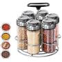 CSPFAIRY Lead Free Glass Creative Spice Box Salt and Pepper Flavoring Jar Barbecue Bottle Rotating Exit 7 Pcs/Set Kitchen Supplies