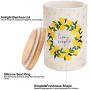 COSYME Large White Coffee Tea Sugar Canister with Airtight Wood Lid Lemon Kitchen Décor Ceramic Farmhouse Yellow Storage Jar, 1125ML(38FL OZ)