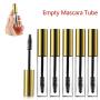 10Pcs 4ml Empty Mascara Tube and Wand, DIY Mascara Container with Cap,eyelash Tubes Vials Bottle with Rubber Inserts and Funnels Kit for Castor Oil(Gold)