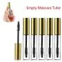 10 Stück 10ml Leere Mascara Tube und Wand, DIY Mascara Behälter mit Verschluss, Eyelash Tubes Flaschen mit Gummidichtungen und Siebtröpfen Set für Rizinusöl (Gold)