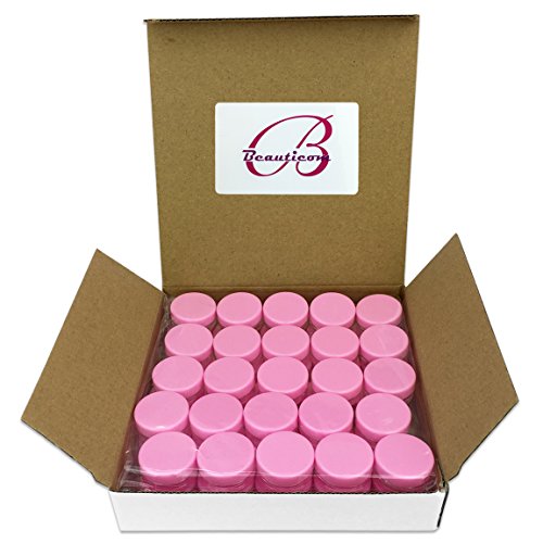 (100 Pcs) Beauticom 3G/3ML Round PINK Screw Cap Lid with Clear Base empty Plastic Container Jars for Cosmetic Cream Pot Makeup Eye Shadow Nails Powder Jewelry (Quantity: 100 Pieces)