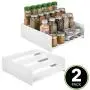 mDesign Plastic Kitchen Spice Bottle Rack Holder, Food Storage Organizer for Cabinet, Cupboard, Pantry, Shelf - Holds Spices, Mason Jars, Baking Supplies, Canned Food, 4 Levels, 2 Pack - White